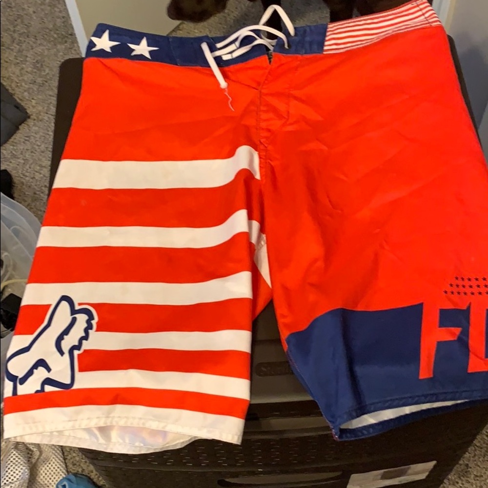 American flag Fox board shorts